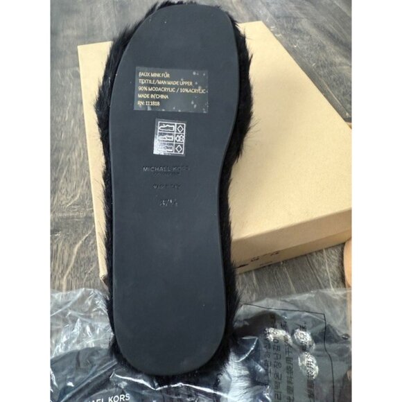 Michael Kors Slippers Slides Delphine Runway Faux Mink Fur Dust Bag Box Slip on - Picture 6 of 10